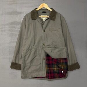 L.L. Bean Men's Field Coat Primaloft Flannel Lined Barn Jacket Green Medium